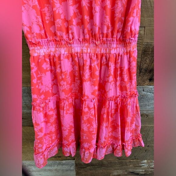 ROBERTSON + RODEO CANDY SHOP POPPY PINK FLORAL SURPLICE RUFFLE DRESS sz M - Picture 5 of 15